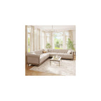 Chesterfield Sofa, Retro Upholstered 6 Seater Rolled Arm Couch for Living Room Bedroom Office, Beige