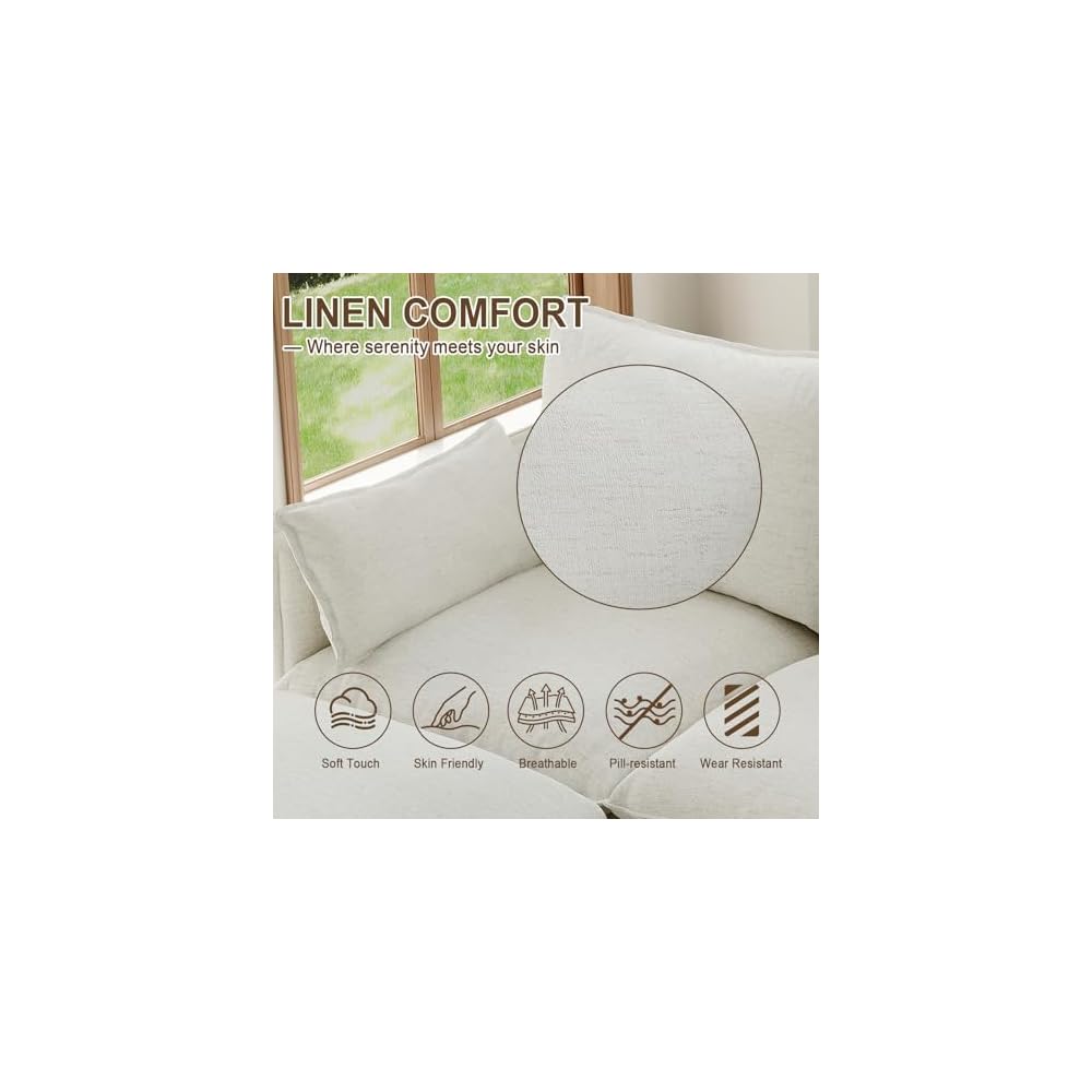 Cloud Modular Sectional, Middle Waterproof High Backrest Sectional Sofas,Down Filled Modular Couch with Removable Washable Cover for Living Room,Cream White