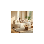 Curved Sectional Sofa, 102", 4-Seater, Pillows, Deep Seats, Boucle, Modern