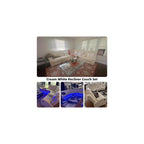 Power Reclining Living Room Sofa Furniture Set, Leather Reclining Couch with LED Ambient Light, Home Theater Seating with USB Ports/Wireless Power, Storage Console & Cup Holders, Beige