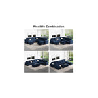 Modular Sectional Sofa U Shaped Sectional Couch with Storage Ottoman Velvet 9-Seater Convertible Sectional Sofa with Chaises Blue