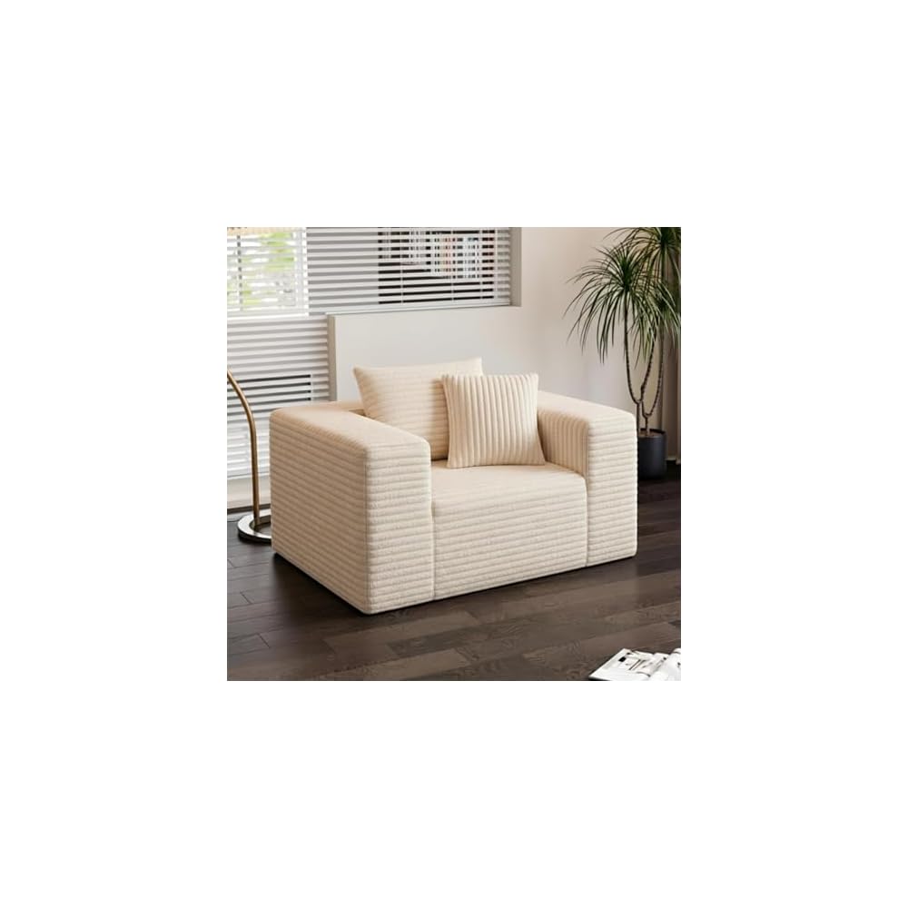 46.9" Corduroy Boneless Sofa, Couch in a Box with Memory Foam & Pocket Springs, No Assembly Cloud Couch for Bedroom, Apartment, Small Spaces, Beige