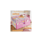 Low Loft Bed Twin Size with 9 Storage Drawers for Kids, Pink