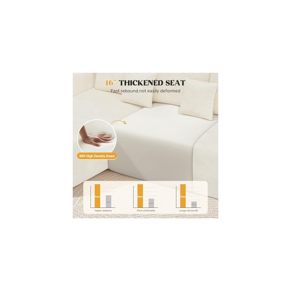 112" Modern Curved Cloud Couch, Beige 1 PCS