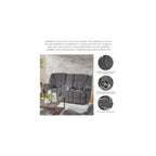 Foreside Contemporary Stain Resistant Manual Double Reclining Loveseat with Console, Storage and Cup Holders, Gray