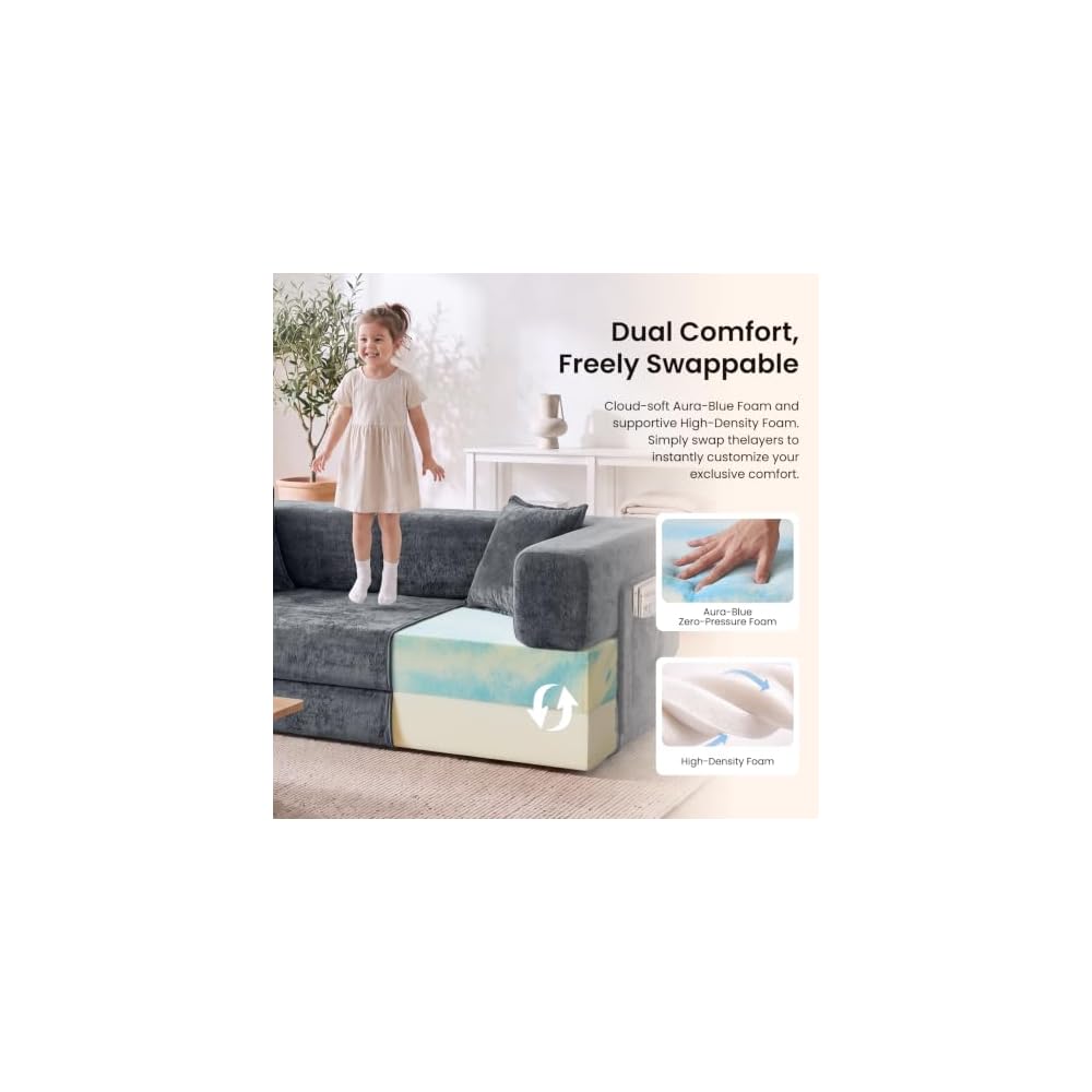 79" Convertible Sofa Bed, 5‑in‑1 Boneless Couch for Living Room