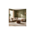 Chesterfield Sofa, Retro Upholstered 6 Seater Rolled Arm Couch for Living Room Bedroom Office, Beige