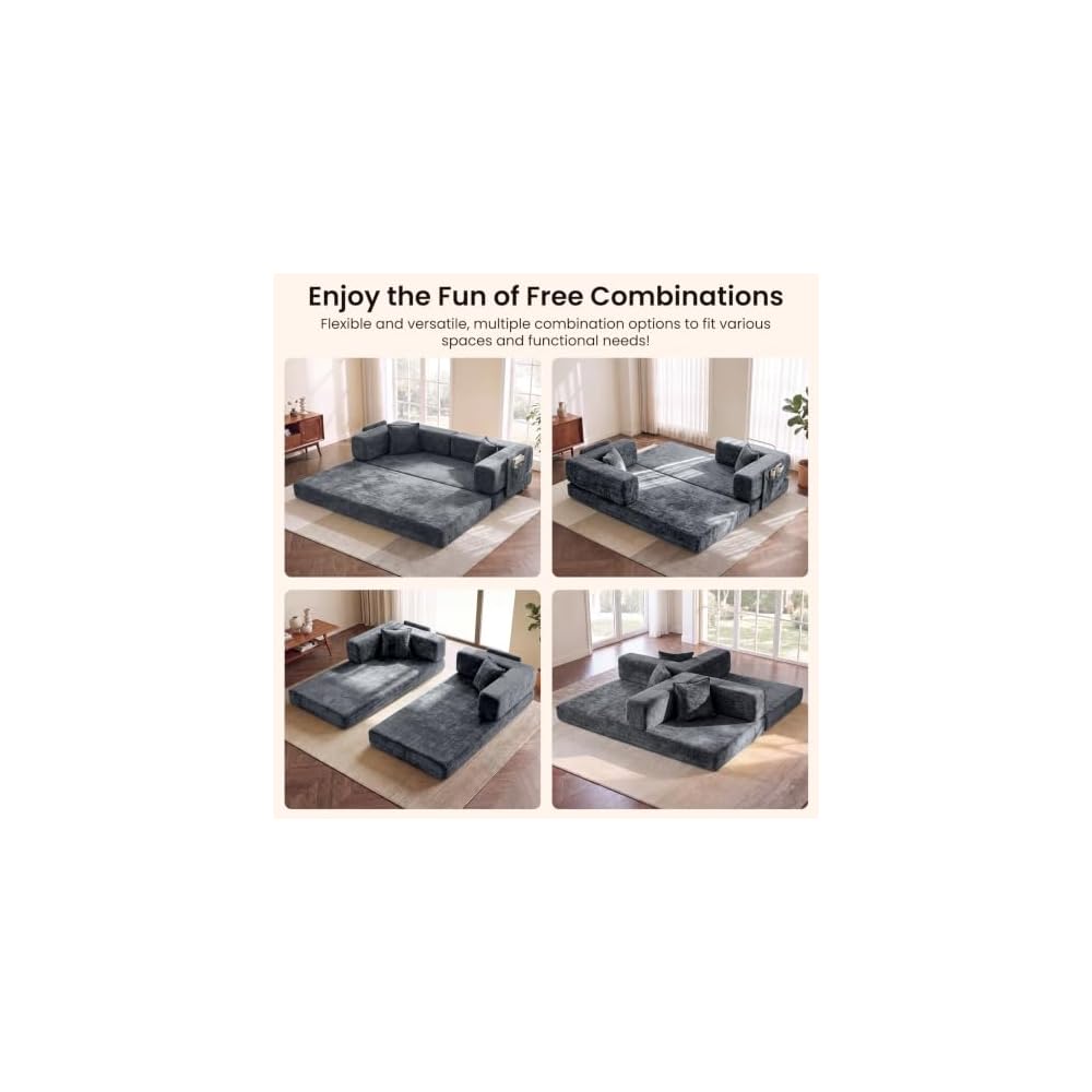 79" Convertible Sofa Bed, 5‑in‑1 Boneless Couch for Living Room