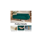 Convertible Futon Couch Bed, Sleeper Sofa Bed with Adjustable Backrests, Linen Futon Sofa 3 Seater Comfy Couch for Small Spaces, Living Room, Bedroom(Green, 75")