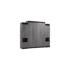 Queen Murphy Bed with Storage Cabinet, Bark Grey, Orion, 106W