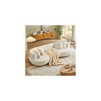 Curved Sectional Sofa, 102", 4-Seater, Pillows, Deep Seats, Boucle, Modern