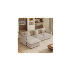 103.8" L-Shaped Modular Sectional Couch with Ottoman, Cloud Sofa