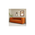 Mid Century Modern Couch Orange Velvet Couch Loveseat Sofa Curved Gold Vintage Boho Love Seat Retro Comfy Couches for Living Room 3 Seat Tufted Deep Sectional Minimalist Velvet Sofa Bedroom Apartment