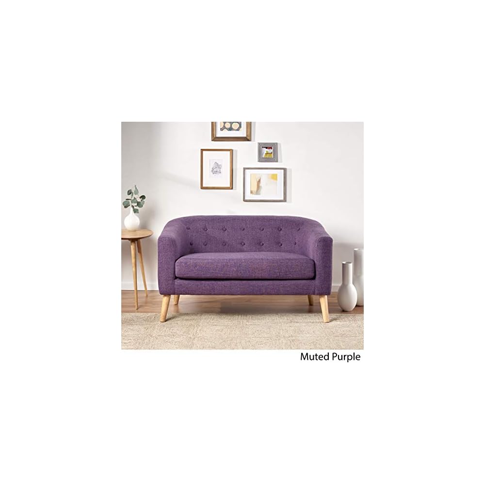 Bridie Mid-Century Modern Loveseat, Muted Purple Fabric