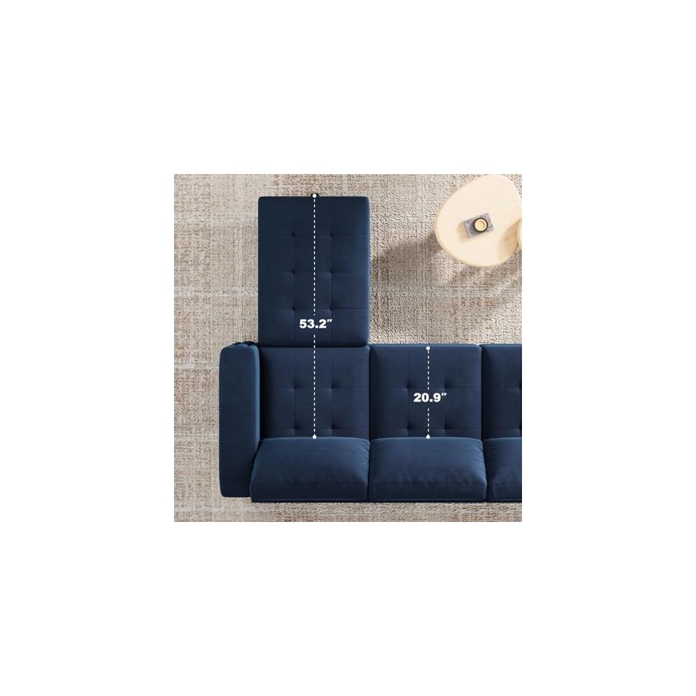 Modular Sectional Sofa U Shaped Sectional Couch with Storage Ottoman Velvet 9-Seater Convertible Sectional Sofa with Chaises Blue