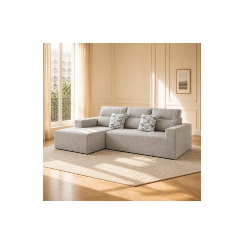 105" Boneless Couches for Living Room, Cloud Couch Modular Sectional Sofa Bed Convertible, Sleeper Sofa With Latex-like Cushion & Throw Pillow, No assembly required, Chenille Fabric 8512 (Gray)