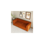 Mid Century Modern Couch Orange Velvet Couch Loveseat Sofa Curved Gold Vintage Boho Love Seat Retro Comfy Couches for Living Room 3 Seat Tufted Deep Sectional Minimalist Velvet Sofa Bedroom Apartment