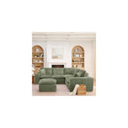 107" L-Shaped Oversized Boucle Modular Sectional Sofa with 1 Ottomans and Pillows, 6-Seater Upholstered Boneless Comfy Cloud Couch, DIY Combination, No Assembly Required, for Living Room, Green