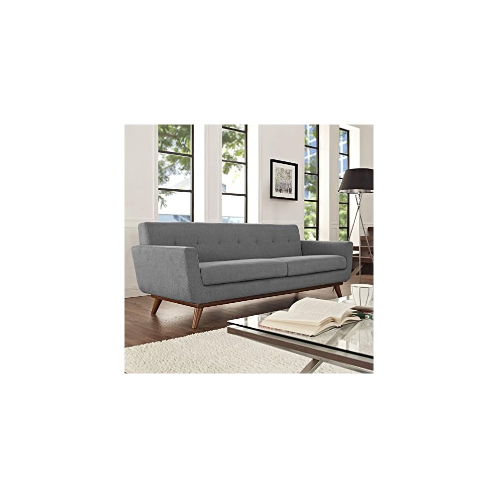 Engage Mid-Century Modern Upholstered Fabric Sofa in Expectation Gray