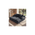 125" Modular Sectional Sofa Couch, U-Shaped Boneless Couch, Dark Grey