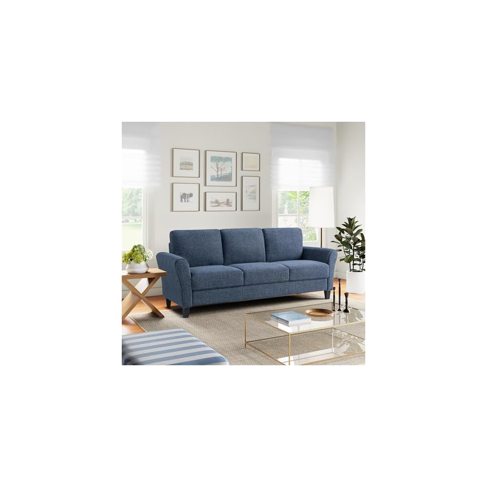 Watford 80.3" Sofa, Traditional Style, Pocket Coil Comfort, Black Legs, Velvet Fabric, Blue