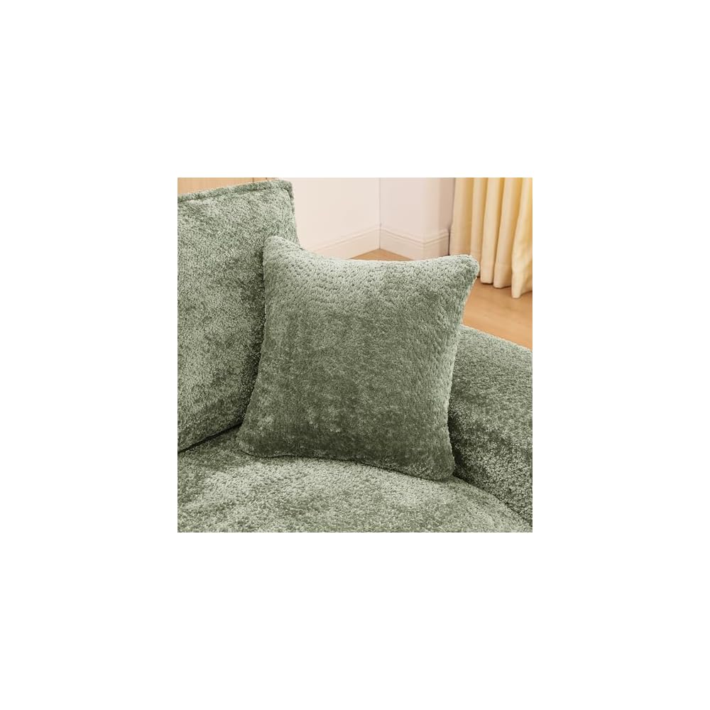 107" L-Shaped Oversized Boucle Modular Sectional Sofa with 1 Ottomans and Pillows, 6-Seater Upholstered Boneless Comfy Cloud Couch, DIY Combination, No Assembly Required, for Living Room, Green