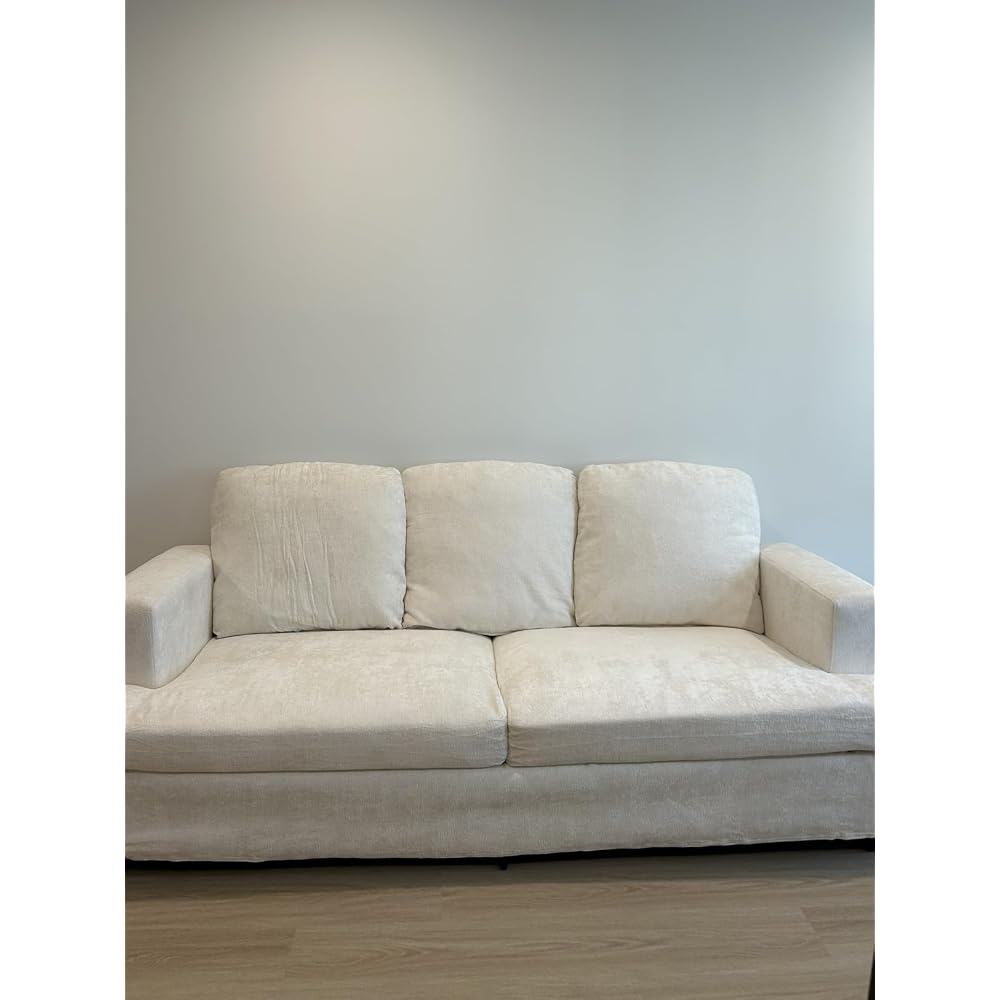 89" Cream White Couches for Living Room, 3 Seater Couch with Deep Seat, Oversized Loveseat Sofa for Apartment and Small Spaces