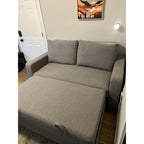 Tulsa 72" Convertible Sleeper Loveseat, Queen Size, Dreamcoil Comfort, FingerGuard Pinch Point Protection, Woven Fabric, Light Gray
