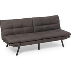 Futon Sofa Bed, Convertible Memory Foam Sofa Couch with Adjustable Positions for Small Living Room, Office, Apartment, Dark Grey Linen Fabric