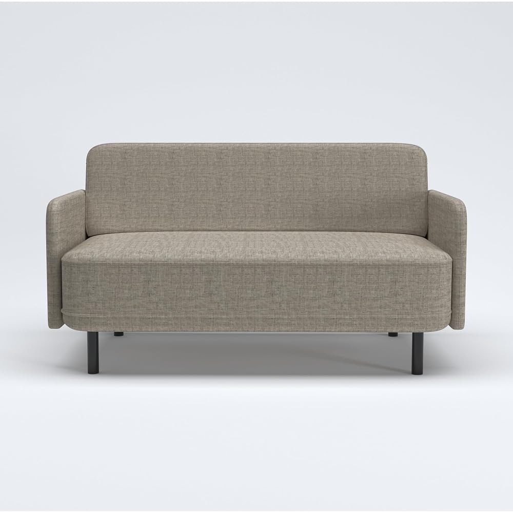 Modern Living Room Loveseat Sofa, Two-Seater Settee, Upholstered Corduroy Fabric Armchair, Love Seat Sofa Chair with Wood Legs for Bedroom/Office/Reading Spaces (Cloud Gray)