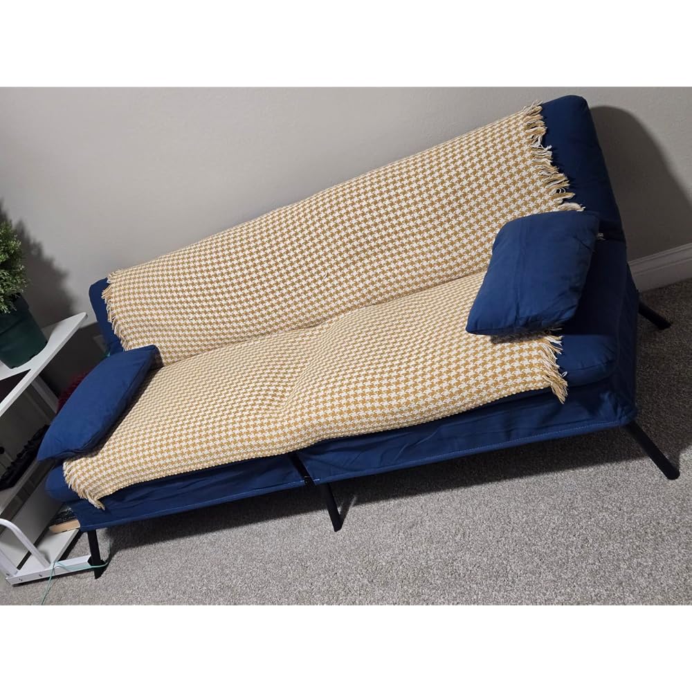 72″ Convertible Futon Sofa Bed, Adjustable Backrest, Black