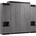 Queen Murphy Bed with Storage Cabinet, Bark Grey, Orion, 106W