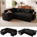100" 7-seat Modular U-Shaped Storage Sofa with Pull Out Bed