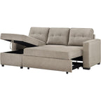 Furniture Noah Brown Reversiable 88" Chofa, Convertible Sleeper Chair, 7-Inch Cushion, 100% Polyester Fabric, 300lb Capacity, Living Room, Sofa, Bed, 88" L x 60.5" D x 36.5" H, Brown
