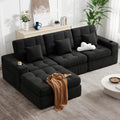 112" L Shaped Modern Cloud Boneless Couch, Black 1 PCS