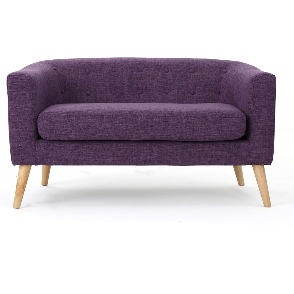 Bridie Mid-Century Modern Loveseat, Muted Purple Fabric
