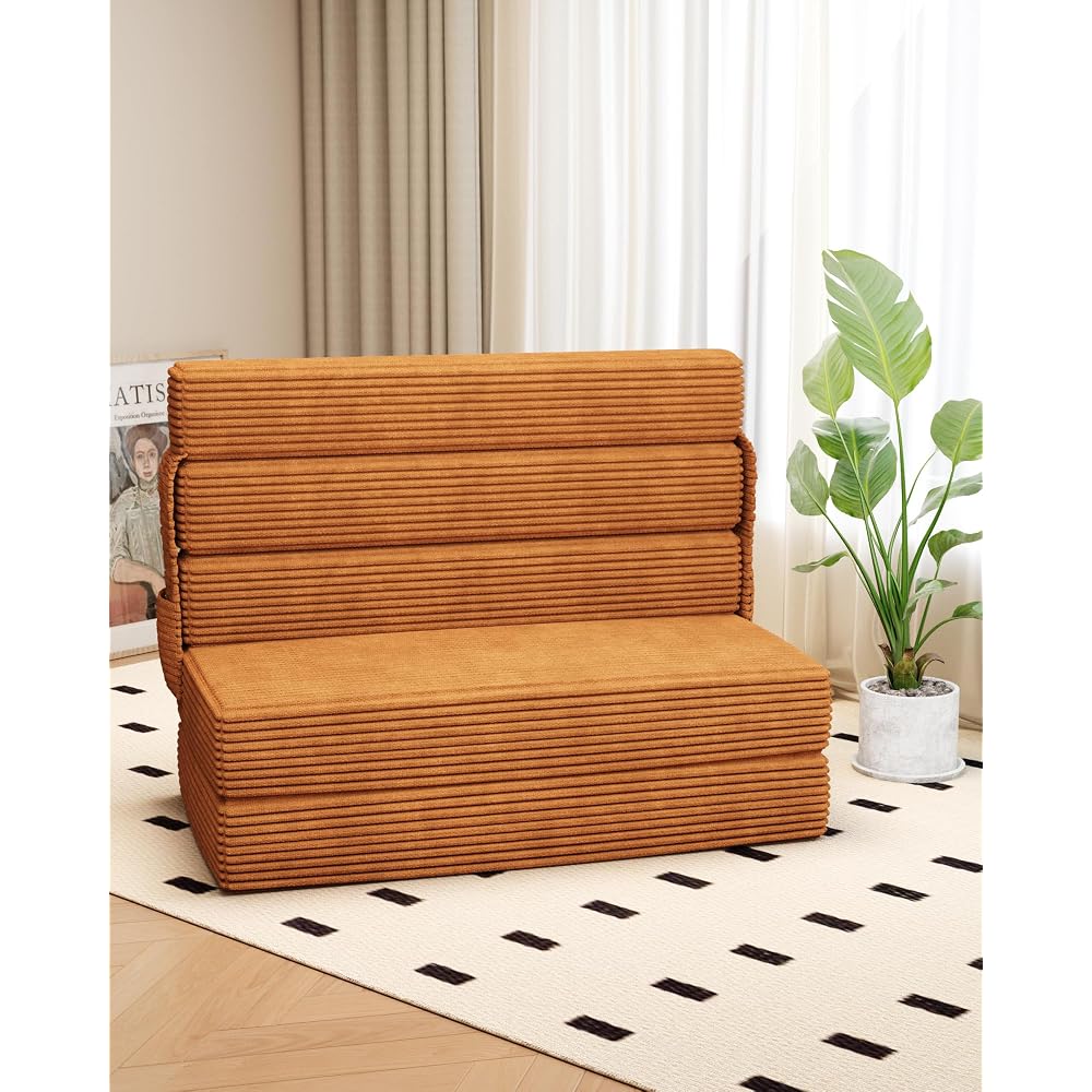 5-Fold Folding Sofa Bed Twin, No Assembly for Dorm/Apartment Brown