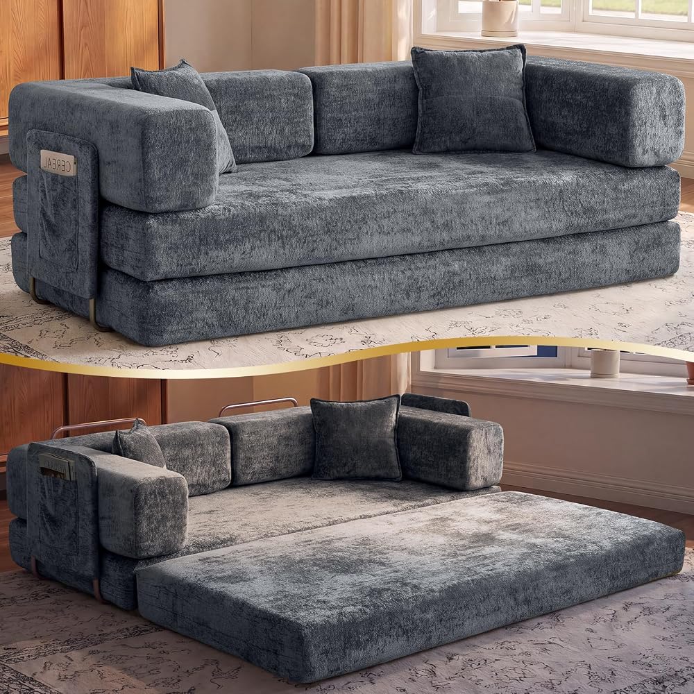 79" Convertible Sofa Bed, 5‑in‑1 Boneless Couch for Living Room