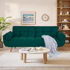 Convertible Futon Couch Bed, Sleeper Sofa Bed with Adjustable Backrests, Linen Futon Sofa 3 Seater Comfy Couch for Small Spaces, Living Room, Bedroom(Green, 75")