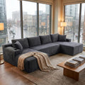 125" Modular Sectional Sofa Couch, U-Shaped Boneless Couch, Dark Grey