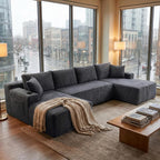 125" Modular Sectional Sofa Couch, U-Shaped Boneless Couch, Dark Grey