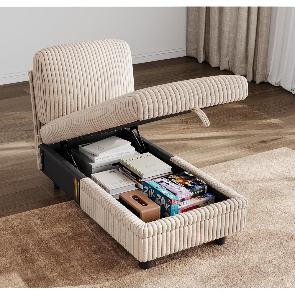 Sleeper Sofa Set Accessories, Storage Seat Sofa (Beige, Storage Chaise)