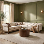 Chesterfield Sofa, Retro Upholstered 6 Seater Rolled Arm Couch for Living Room Bedroom Office, Beige