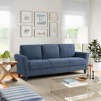 Watford 80.3" Sofa, Traditional Style, Pocket Coil Comfort, Black Legs, Velvet Fabric, Blue